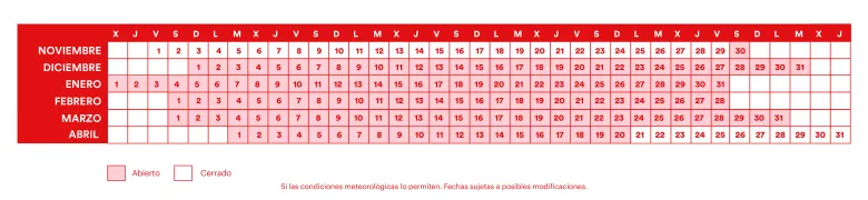 calendari temporada pal arinsal